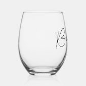 名パーソナライズされた字スエレガントクリプト花嫁ギフト ステムなしワイングラス (右)