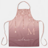 名パーソナライズされた字バラ金ゴールドグリッターエプロン エプロン (正面)