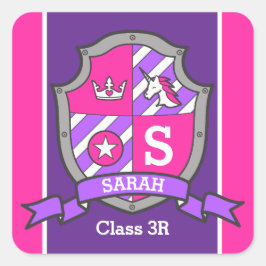 名パーソナライズされた学校級ユニコーン スクエアシール