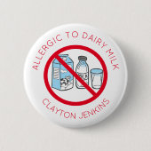 名パーソナライズされた札乳アレルギーボタン 缶バッジ (正面)