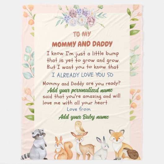 名パーソナライズされた生まれたばかりの前ギフト付き毛布 フリースブランケット (正面)