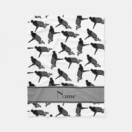 名パーソナライズされた白レスリング フリースブランケット (正面)