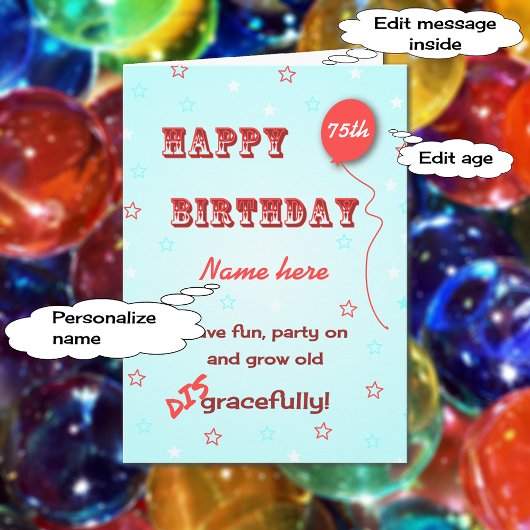 名パーソナライズされた称とおもしろい年齢75歳 カード