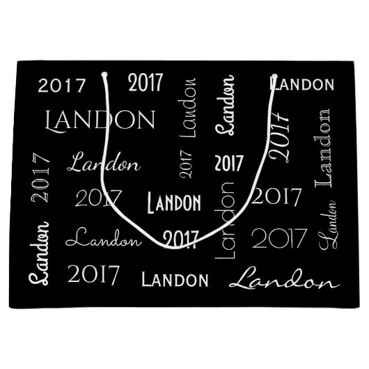 名パーソナライズされた称と年度の卒業 ラージペーパーバッグ (正面)