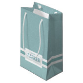 名パーソナライズされた称エレガントフローラストライプ スモールペーパーバッグ (正面アングル)