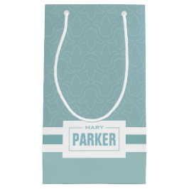 名パーソナライズされた称エレガントフローラストライプ スモールペーパーバッグ