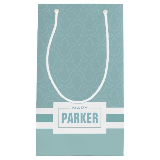 名パーソナライズされた称エレガントフローラストライプ スモールペーパーバッグ (正面)