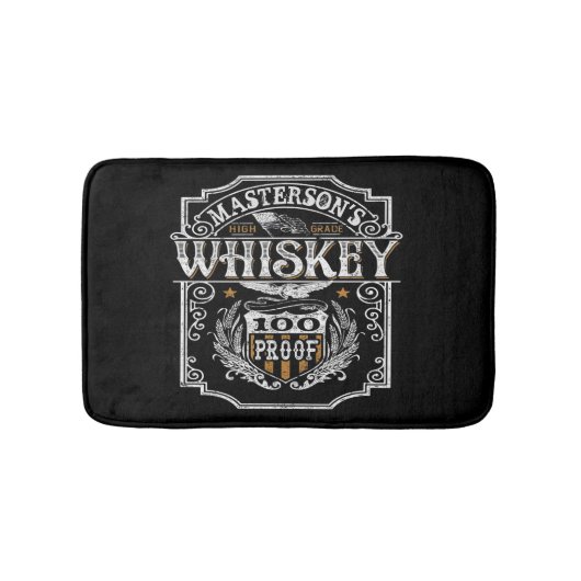 名パーソナライズされた称オールドウエストウイスキービールバー バスマット (正面)