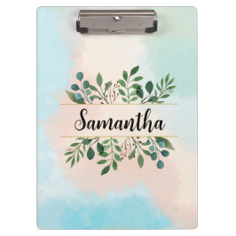 名パーソナライズされた称付き植物水彩色 クリップボード