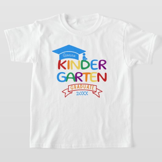 名パーソナライズされた称幼稚園の卒業生 Tシャツ (レイダウン)