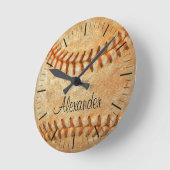 名パーソナライズされた称番号ホワイトベースボール ラウンド壁時計 (傾斜)