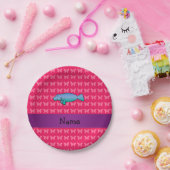 名パーソナライズされた称管理ピンク蝶 ペーパープレート (パーティー)