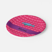 名パーソナライズされた称管理ピンク蝶 ペーパープレート (アングル)