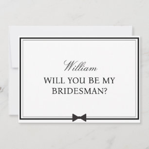 名パーソナライズされた称蝶タイBridesman提案 カード