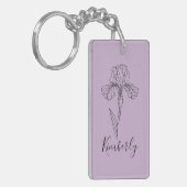 名パーソナライズされた称2月アイリス誕生花 キーホルダー (正面左)