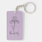 名パーソナライズされた称2月アイリス誕生花 キーホルダー (裏面)