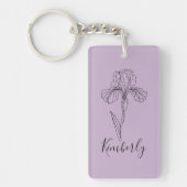 名パーソナライズされた称2月アイリス誕生花 キーホルダー (正面)
