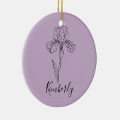 名パーソナライズされた称2月アイリス誕生花 セラミックオーナメント (右)