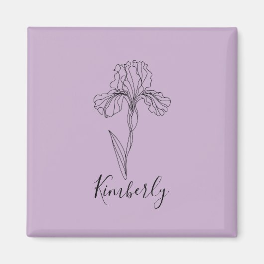 名パーソナライズされた称2月アイリス誕生花 マグネット (正面)