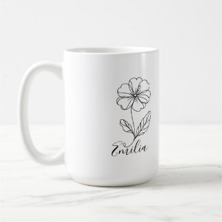 名パーソナライズされた称2月プリムローズ誕生花 コーヒーマグカップ