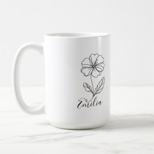 名パーソナライズされた称2月プリムローズ誕生花 コーヒーマグカップ (左)