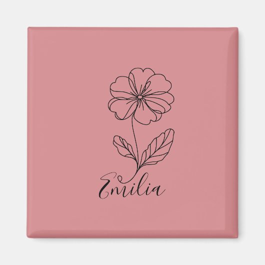 名パーソナライズされた称2月プリムローズ誕生花 マグネット (正面)