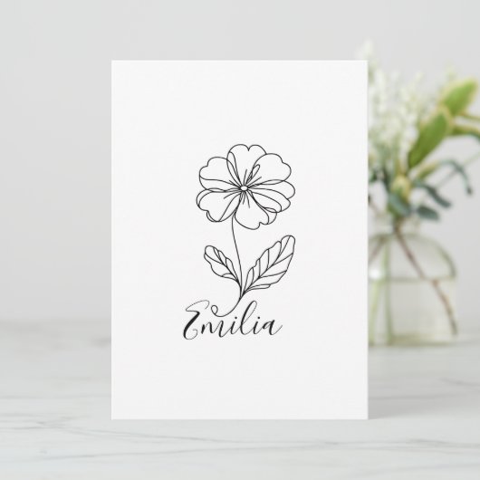 名パーソナライズされた称2月プリムローズ誕生花 招待状 (スタンド正面)