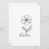 名パーソナライズされた称2月プリムローズ誕生花 招待状 (正面/裏面)