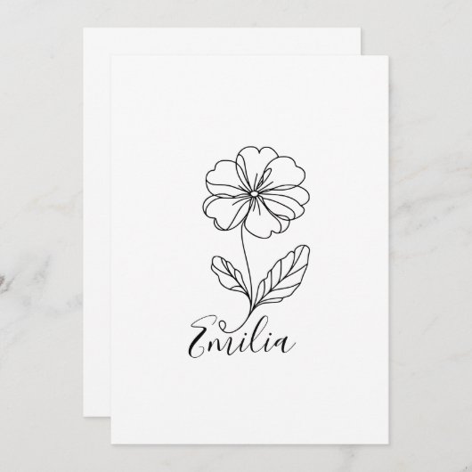 名パーソナライズされた称2月プリムローズ誕生花 招待状 (正面/裏面)