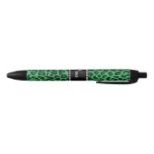 名パーソナライズされた称green leopard pattern 黒ボールペン (ボトム)