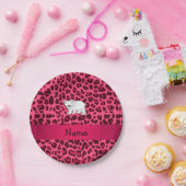 名パーソナライズされた称polar bear pink leopard print ペーパープレート (パーティー)