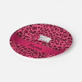 名パーソナライズされた称polar bear pink leopard print ペーパープレート (アングル)