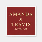 名パーソナライズされた結婚シンプルモダンミニマルの スタンダードカクテルナプキン (正面)