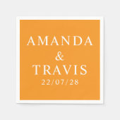 名パーソナライズされた結婚シンプルモダンミニマルの スタンダードカクテルナプキン (正面)