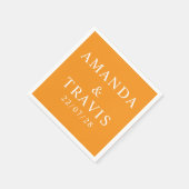 名パーソナライズされた結婚シンプルモダンミニマルの スタンダードカクテルナプキン (角)