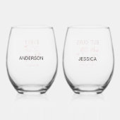 名パーソナライズされた2カップルロマンチック引用文 ステムなしワイングラス (裏面)