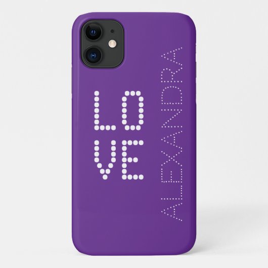 名パーソナライズされた&ラブトレンディーフォントオンパープル Case-Mate iPhoneケース (裏面)