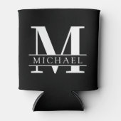 名ミニマルはっきりした付きモノグラム |黒 缶クーラー (正面)