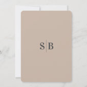 名ミニマルはっきりした前Taupe Beigeシンプル結婚の 招待状 (裏面)