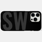 名モダンはっきりしたイニシャルブラックカスタムモノグラム Case-Mate iPhoneケース (裏面 (横))
