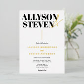 名モダンはっきりしたスクリプト結婚photo 箔招待状 (立ち正面)