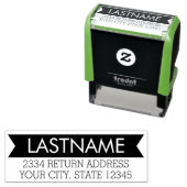 名モダンはっきりした前と差出人住所（バナー付） セルフインキングスタンプ (インサイチュ)