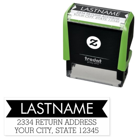 名モダンはっきりした前と差出人住所(バナー付) セルフインキングスタンプ (インサイチュ)