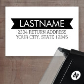 名モダンはっきりした前と差出人住所(バナー付) セルフインキングスタンプ