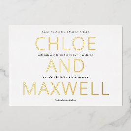 名モダンはっきりした前の結婚式の招待 箔招待状