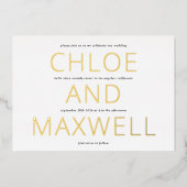 名モダンはっきりした前の結婚式の招待 箔招待状 (正面)