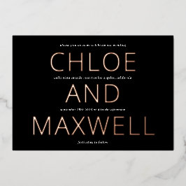 名モダンはっきりした前の結婚式の招待 箔招待状