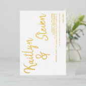 名モダンはっきりした名スクリプト結婚minamalist 箔招待状 (立ち正面)