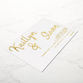 名モダンはっきりした名スクリプト結婚minamalist 箔招待状 (回転した状態)