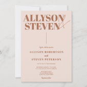 名モダンはっきりした字スクリプトbeige photo 結婚name 招待状 (正面)